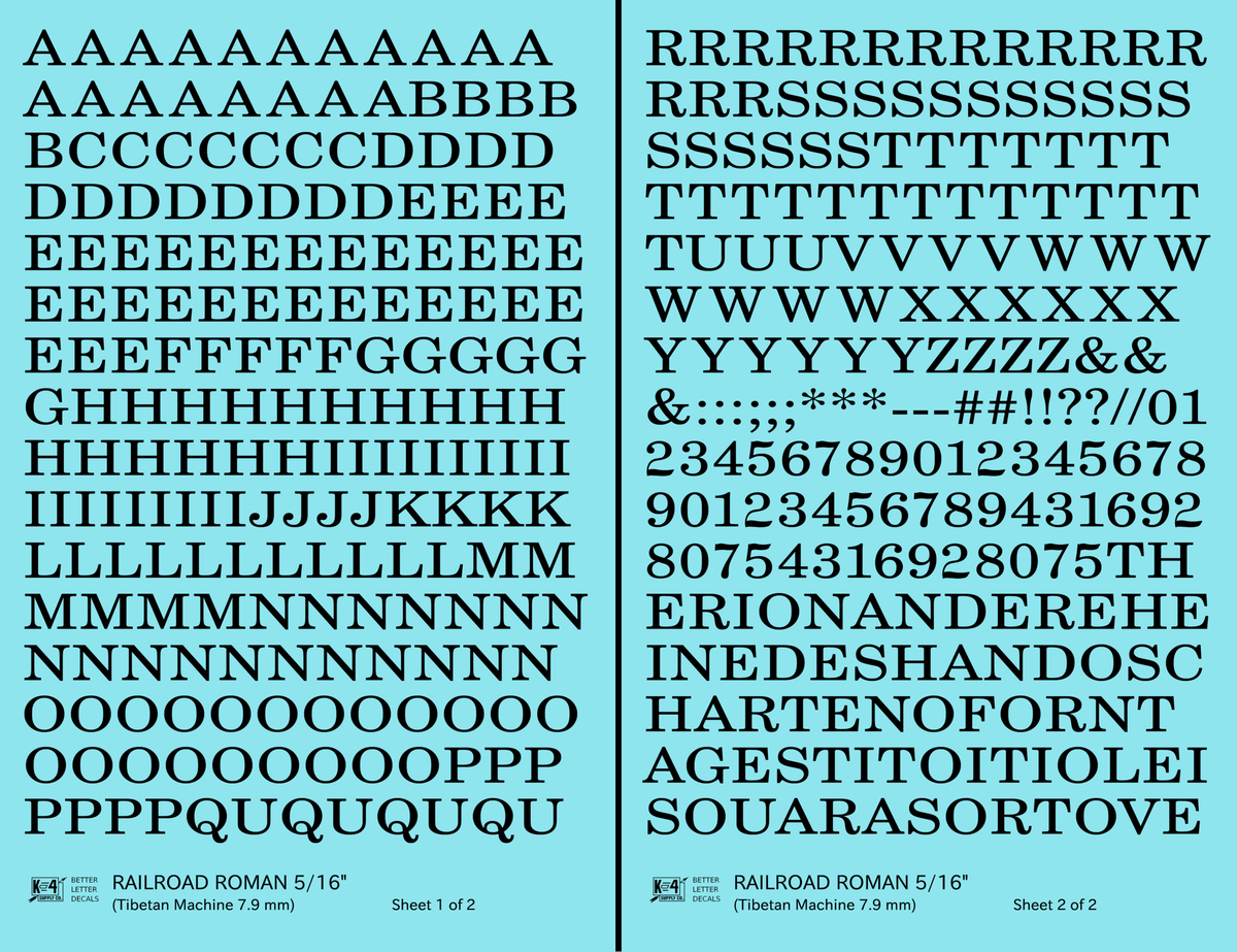 Railroad Roman Letter Number Alphabet