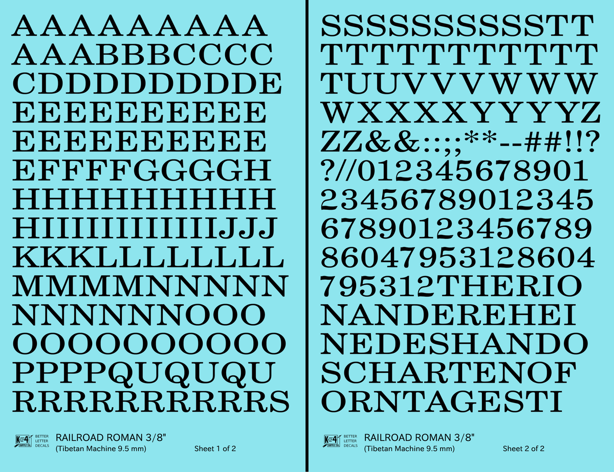 Railroad Roman Letter Number Alphabet