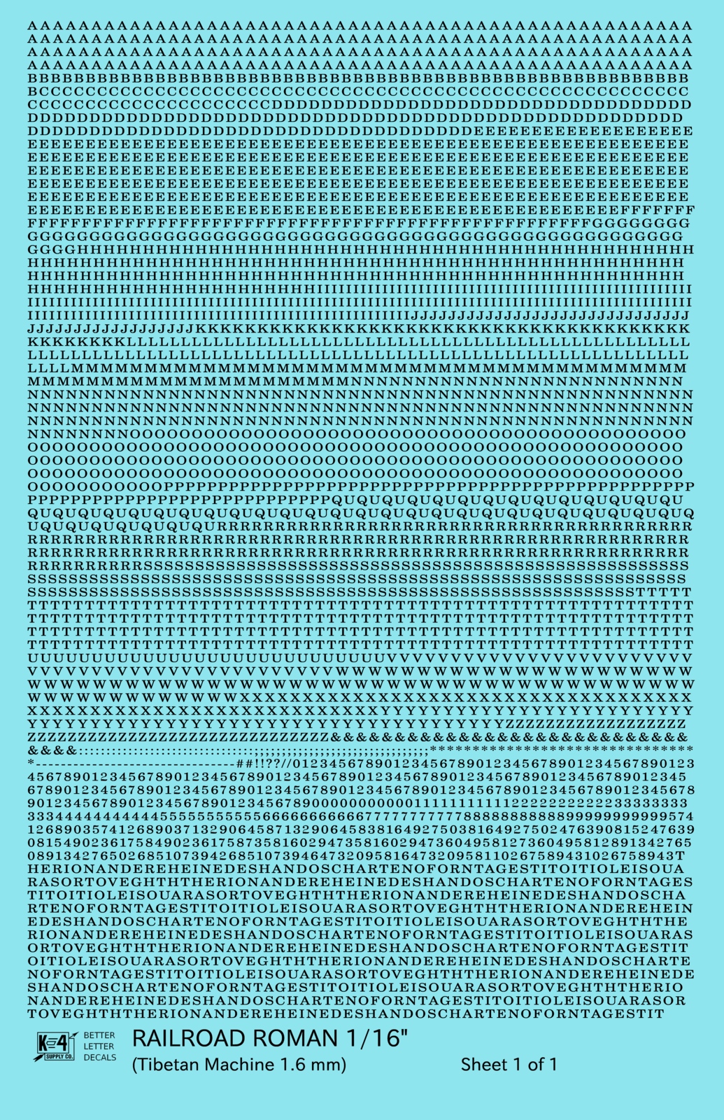 Railroad Roman Letter Number Alphabet