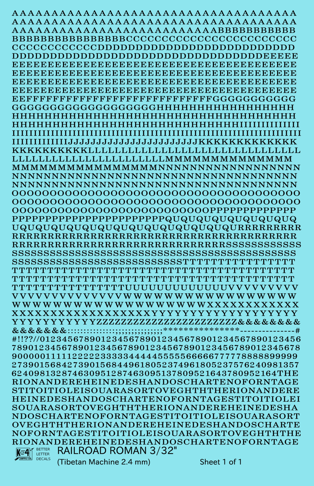 Railroad Roman Letter Number Alphabet