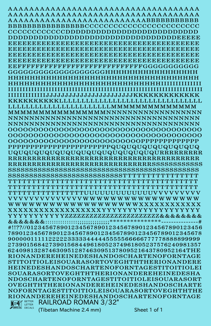 Railroad Roman Letter Number Alphabet
