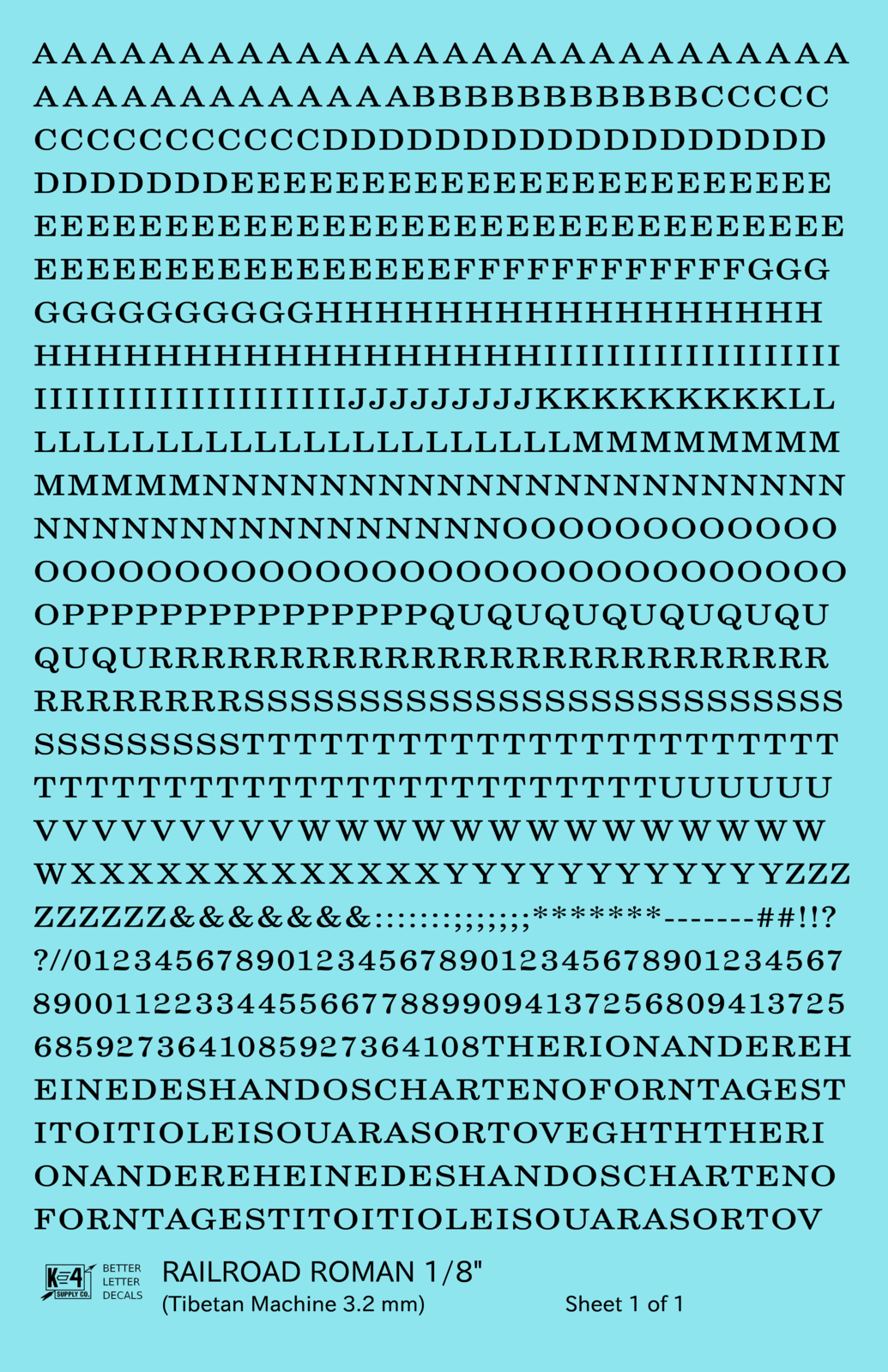 Railroad Roman Letter Number Alphabet