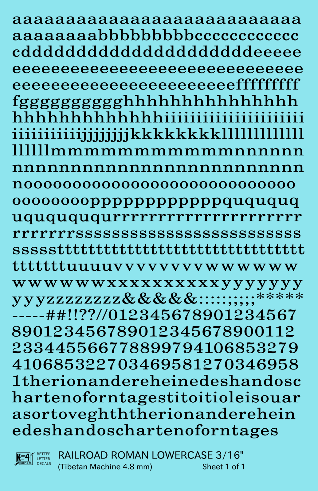 Lowercase Railroad Roman Letter Number Alphabet