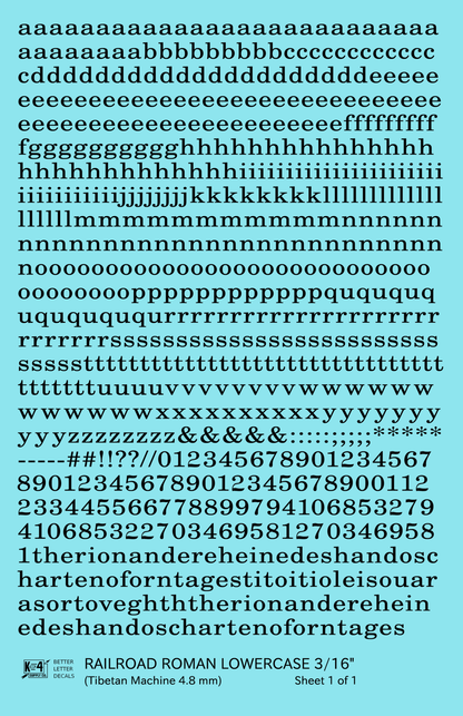 Lowercase Railroad Roman Letter Number Alphabet