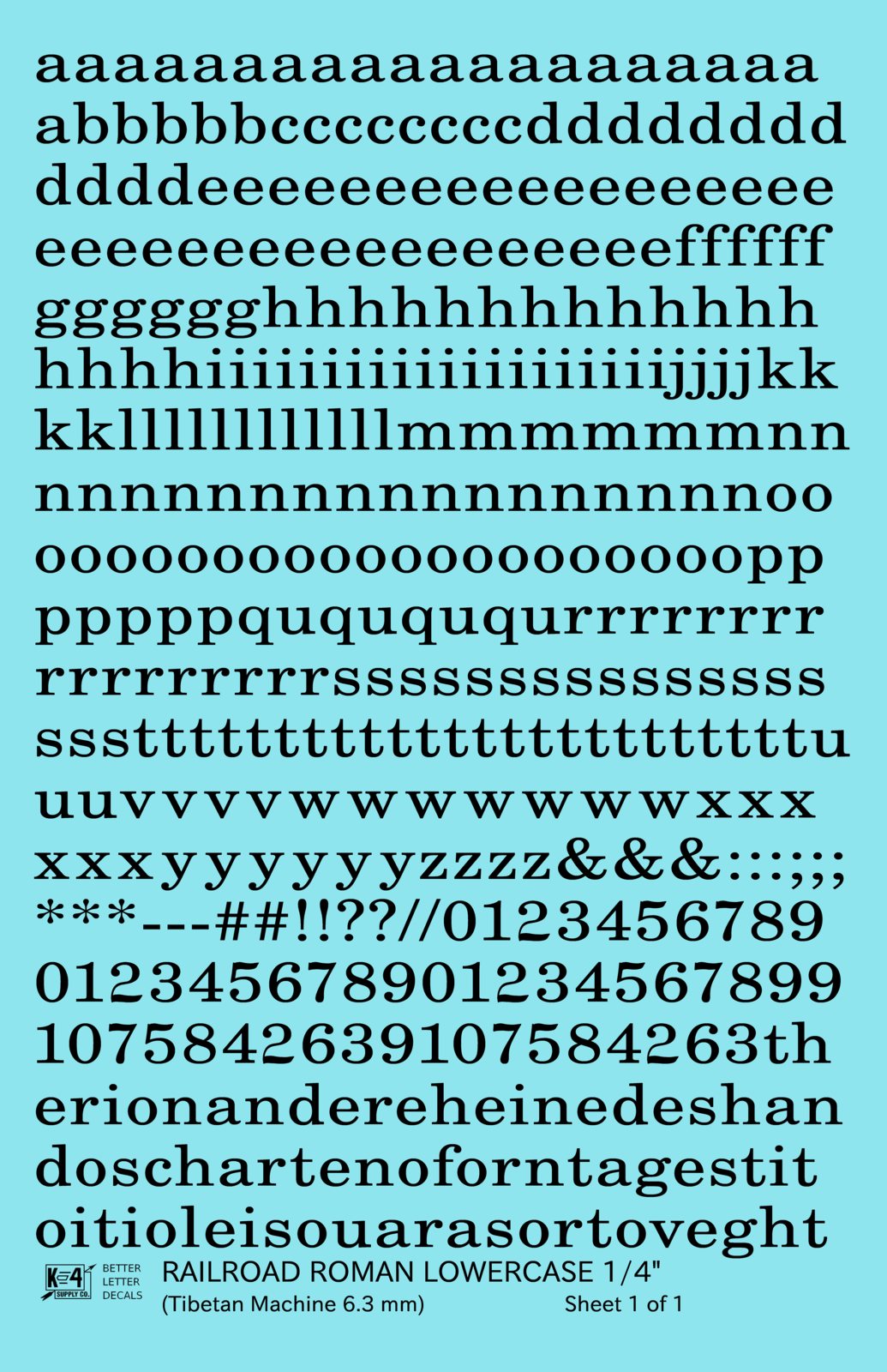 Lowercase Railroad Roman Letter Number Alphabet