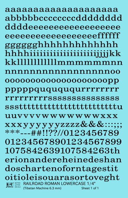Lowercase Railroad Roman Letter Number Alphabet