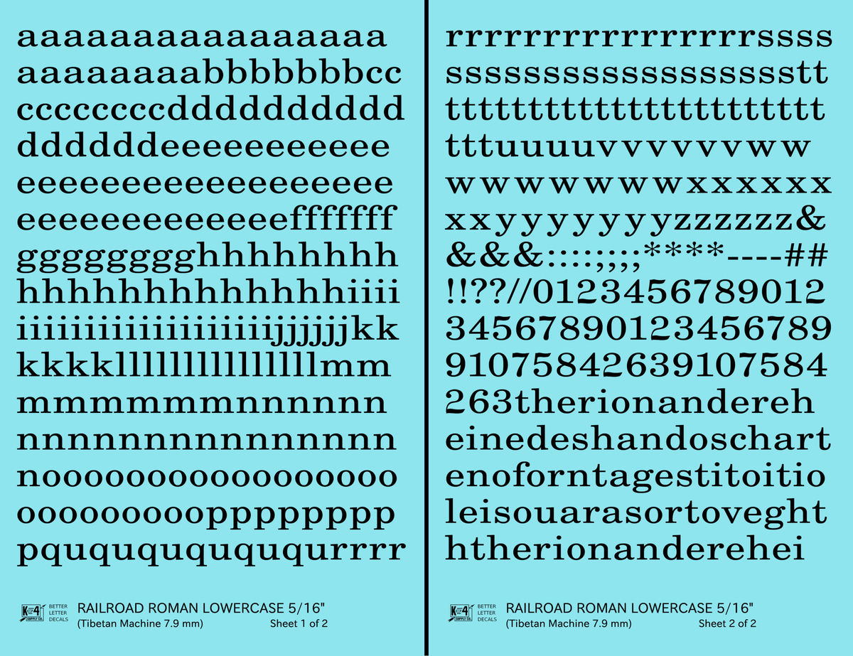 Lowercase Railroad Roman Letter Number Alphabet