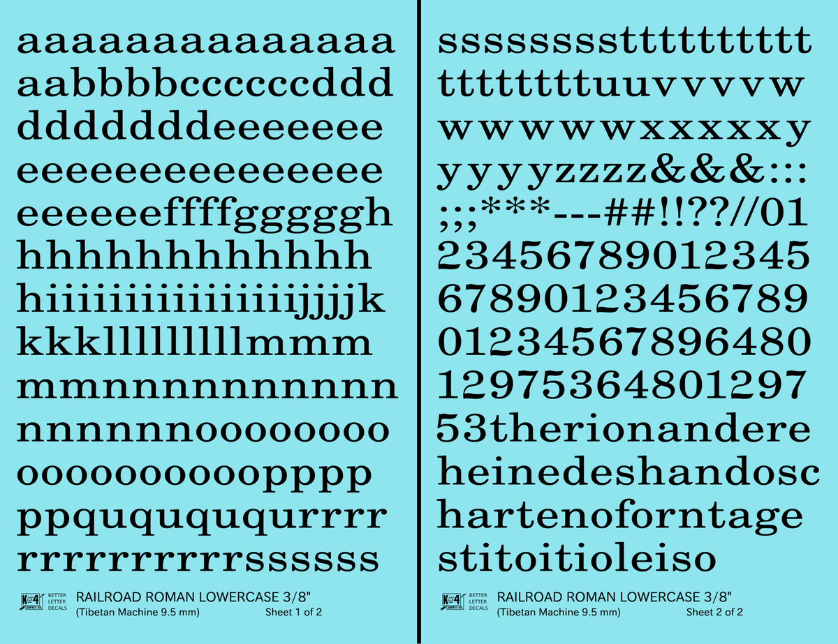 Lowercase Railroad Roman Letter Number Alphabet