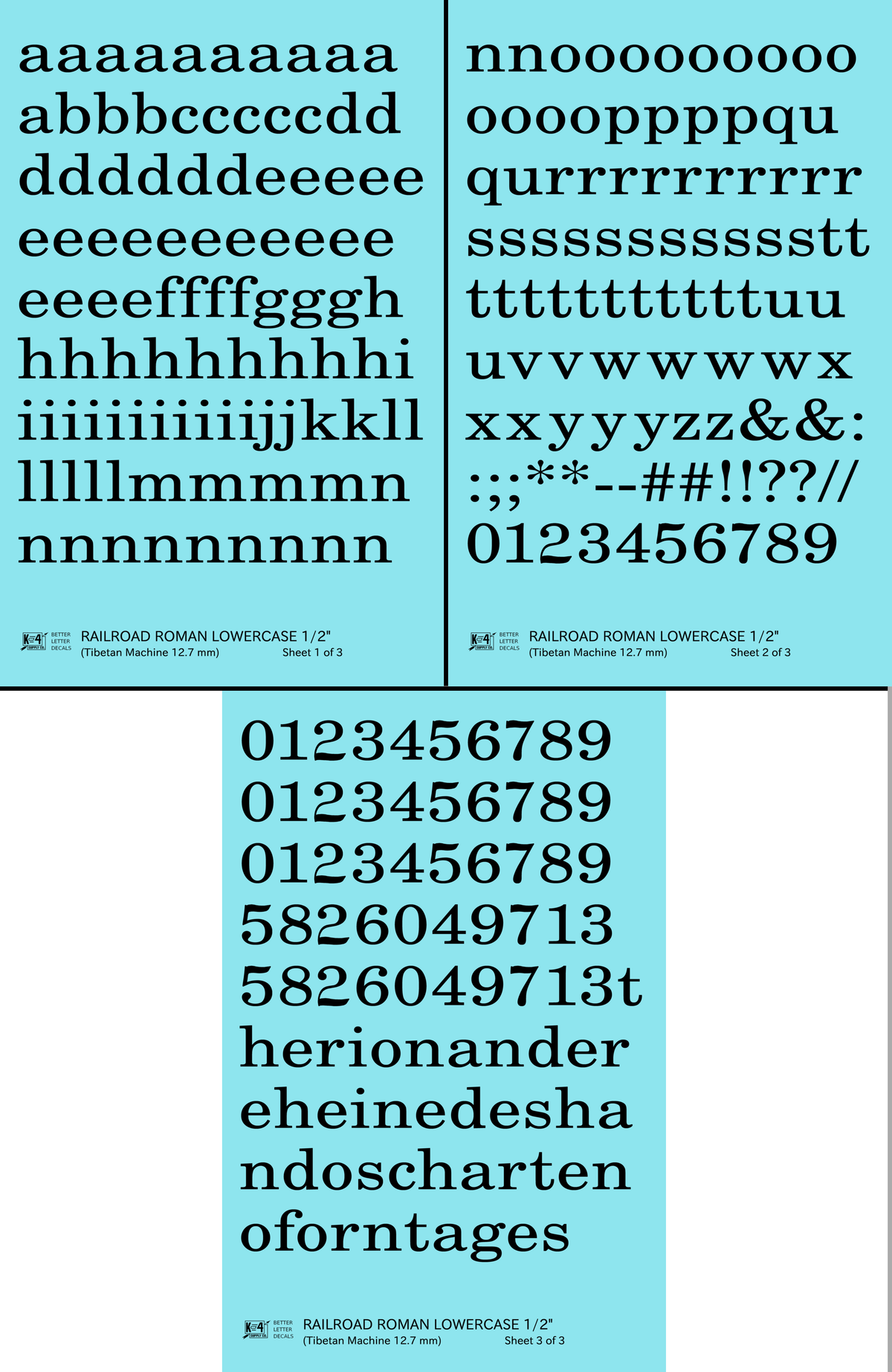 Lowercase Railroad Roman Letter Number Alphabet