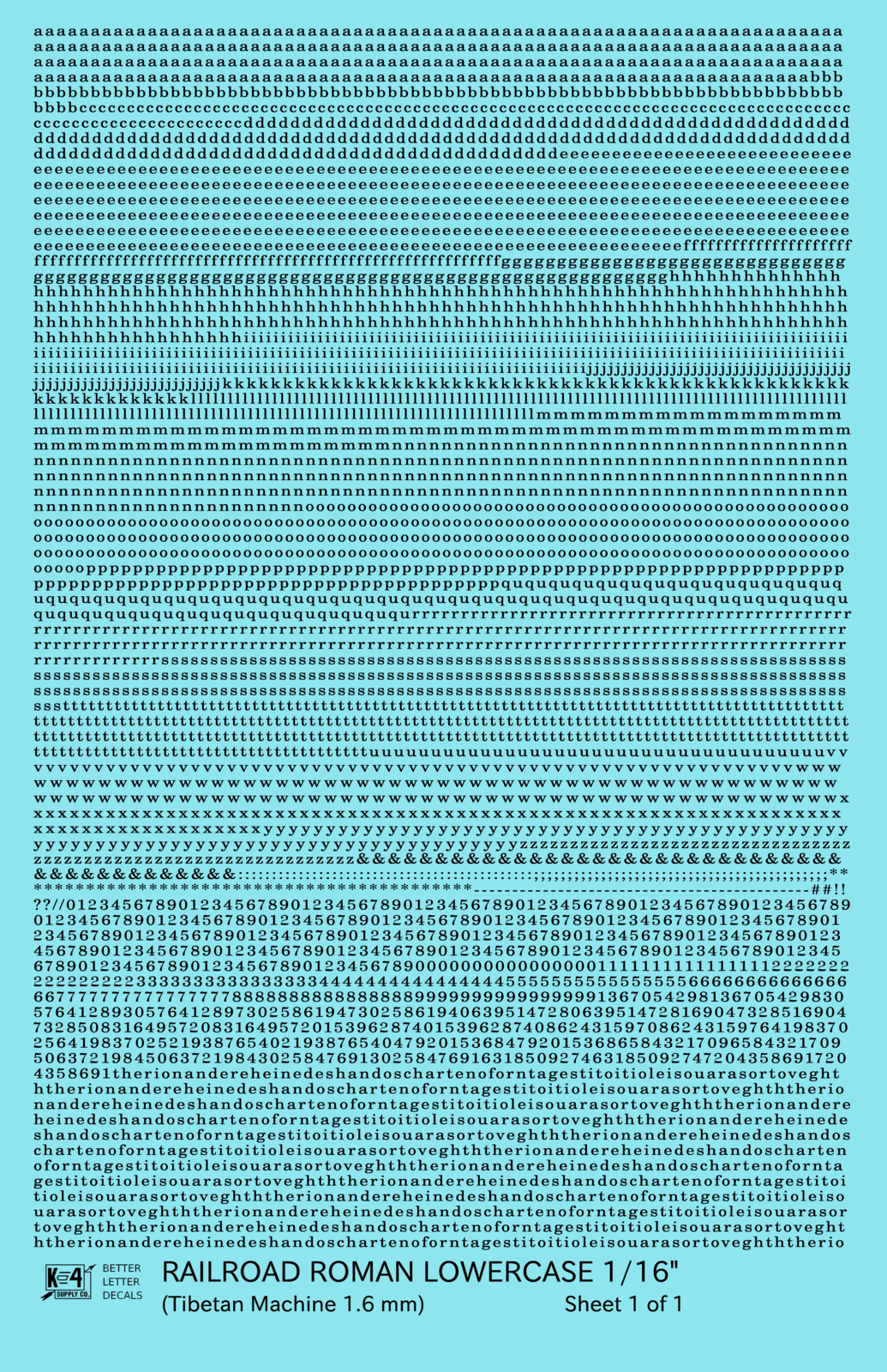 Lowercase Railroad Roman Letter Number Alphabet