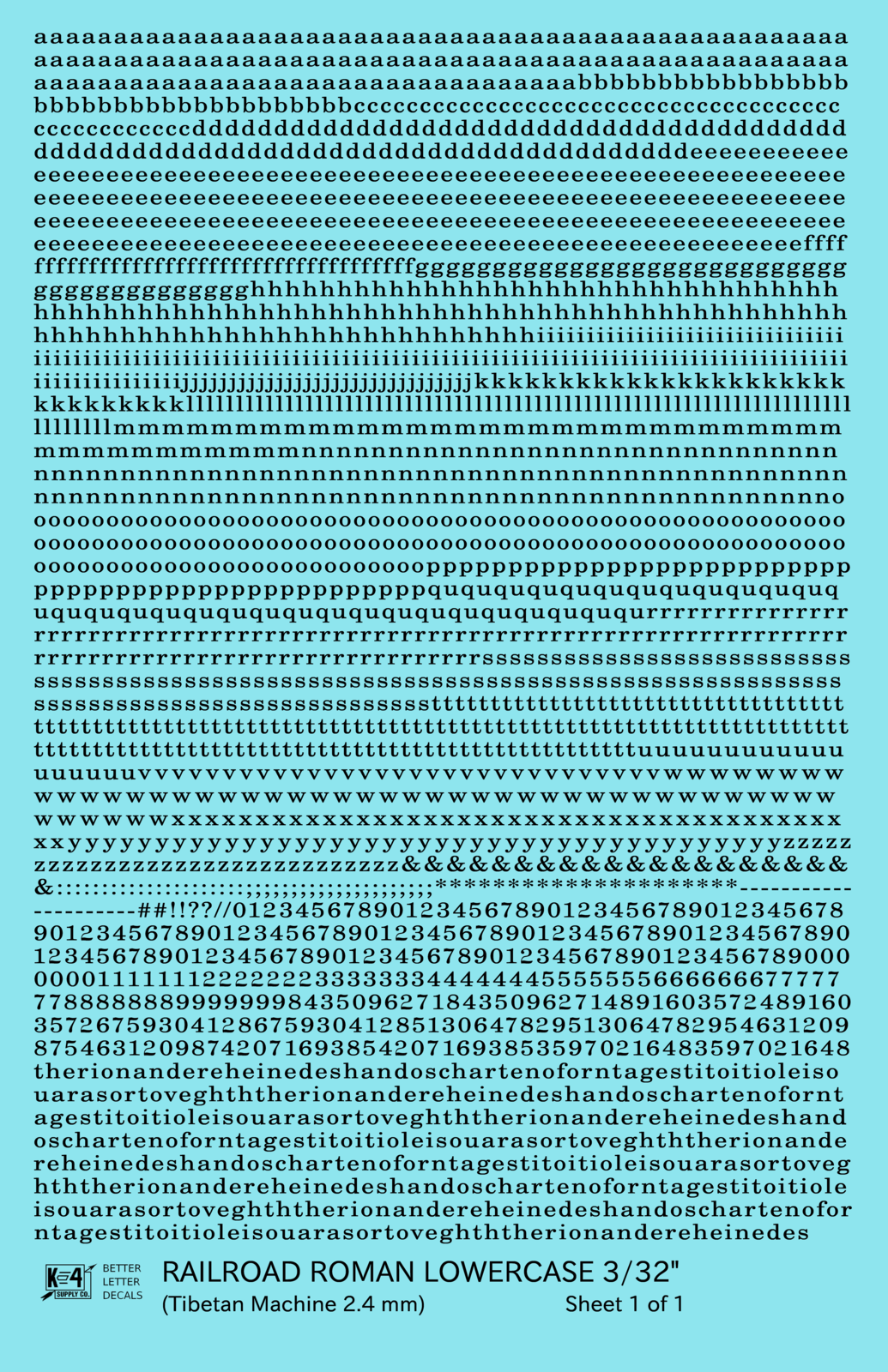 Lowercase Railroad Roman Letter Number Alphabet