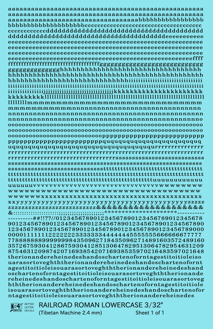Lowercase Railroad Roman Letter Number Alphabet