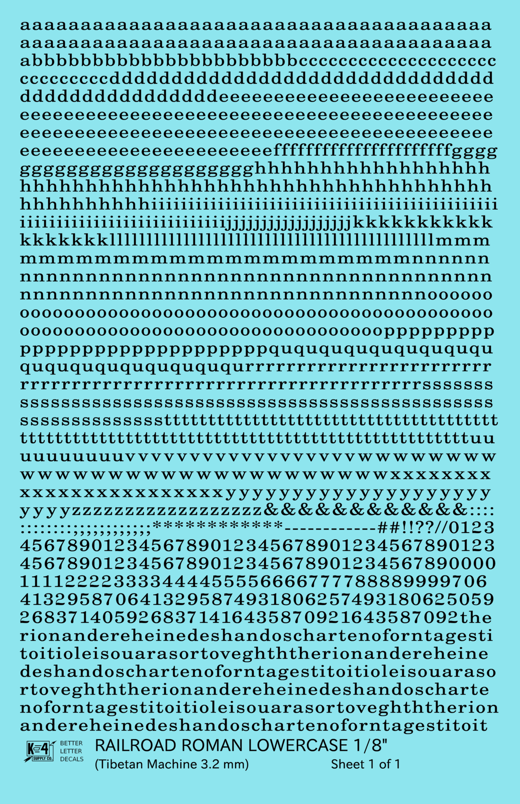Lowercase Railroad Roman Letter Number Alphabet