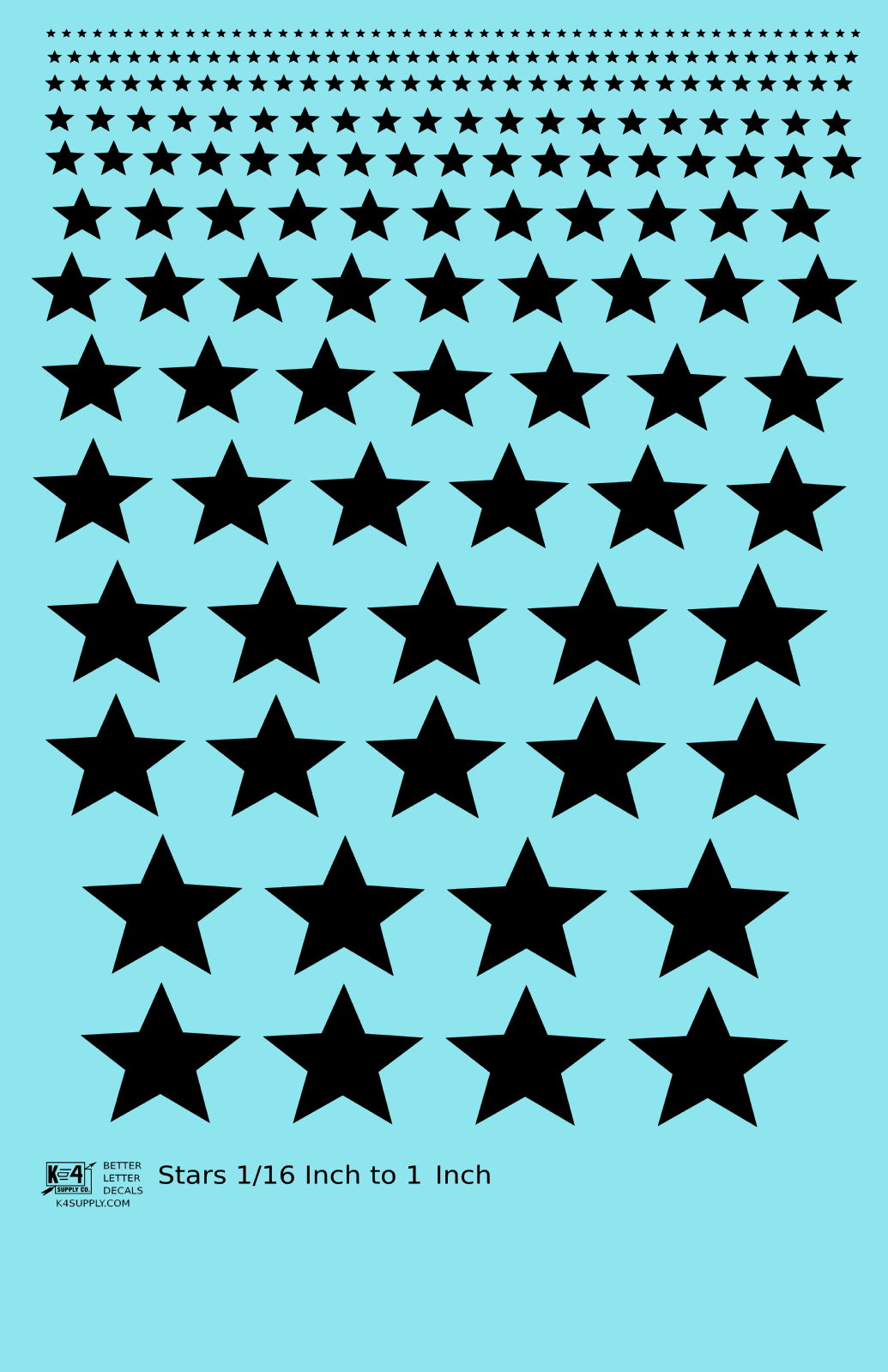 Solid Stars 1/16 Inch to 1 Inch