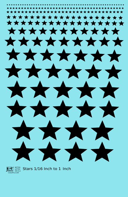 Solid Stars 1/16 Inch to 1 Inch