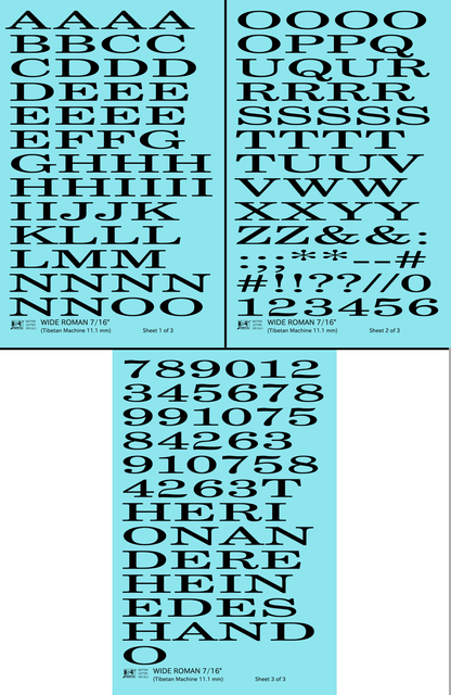Wide Roman Letter Number Alphabet