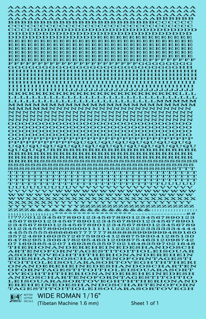 Wide Roman Letter Number Alphabet