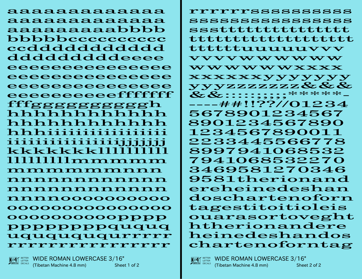 Lowercase Wide Roman Letter Number Alphabet