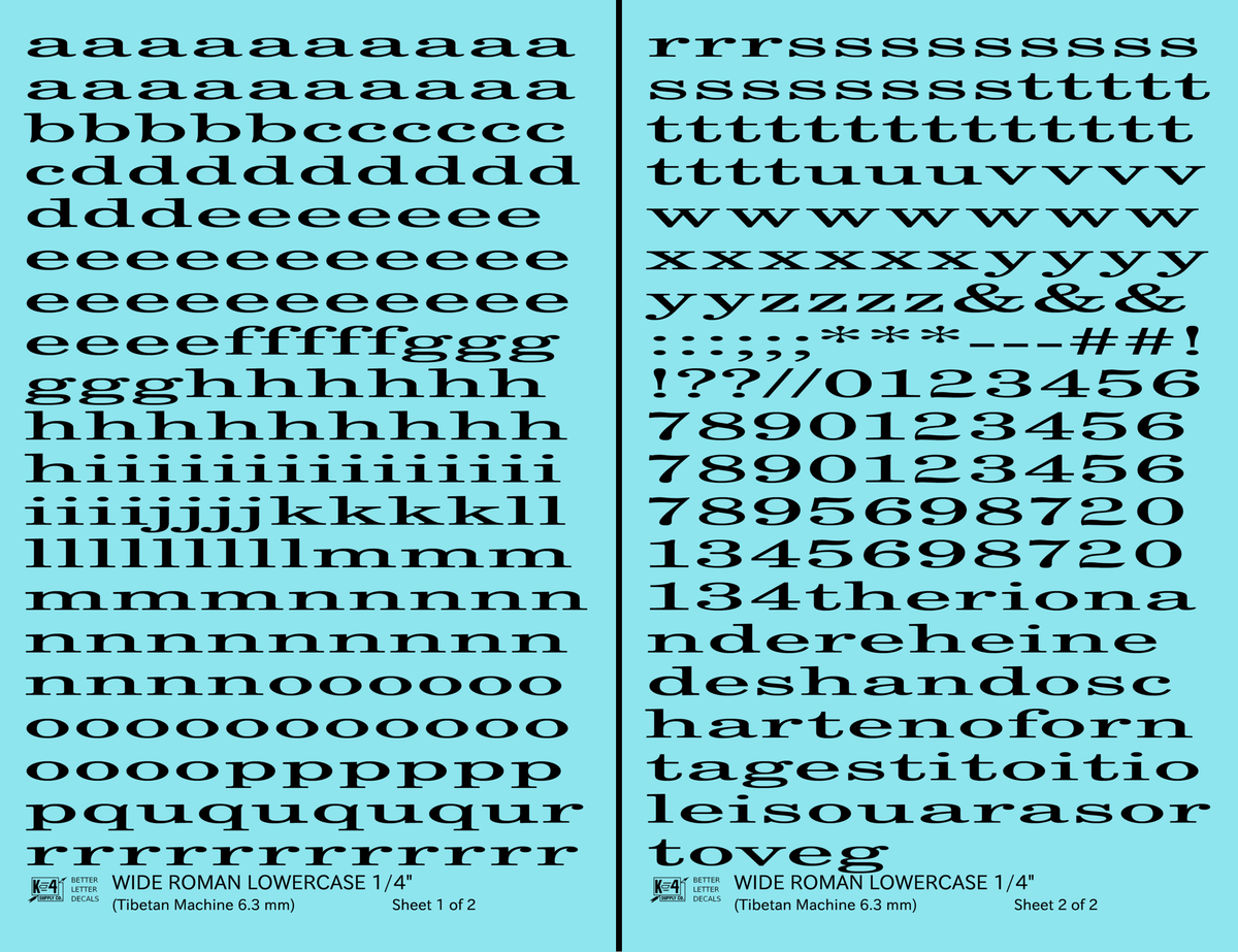 Lowercase Wide Roman Letter Number Alphabet