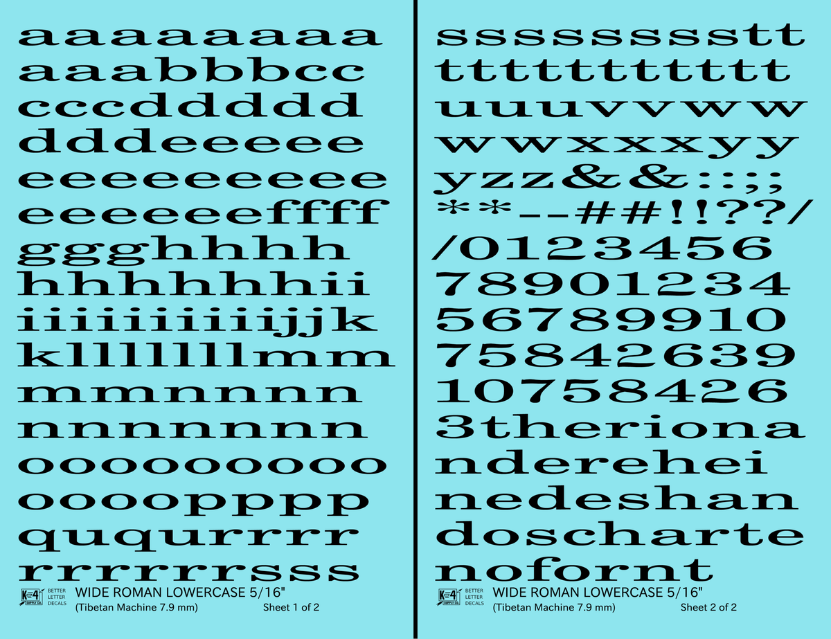Lowercase Wide Roman Letter Number Alphabet