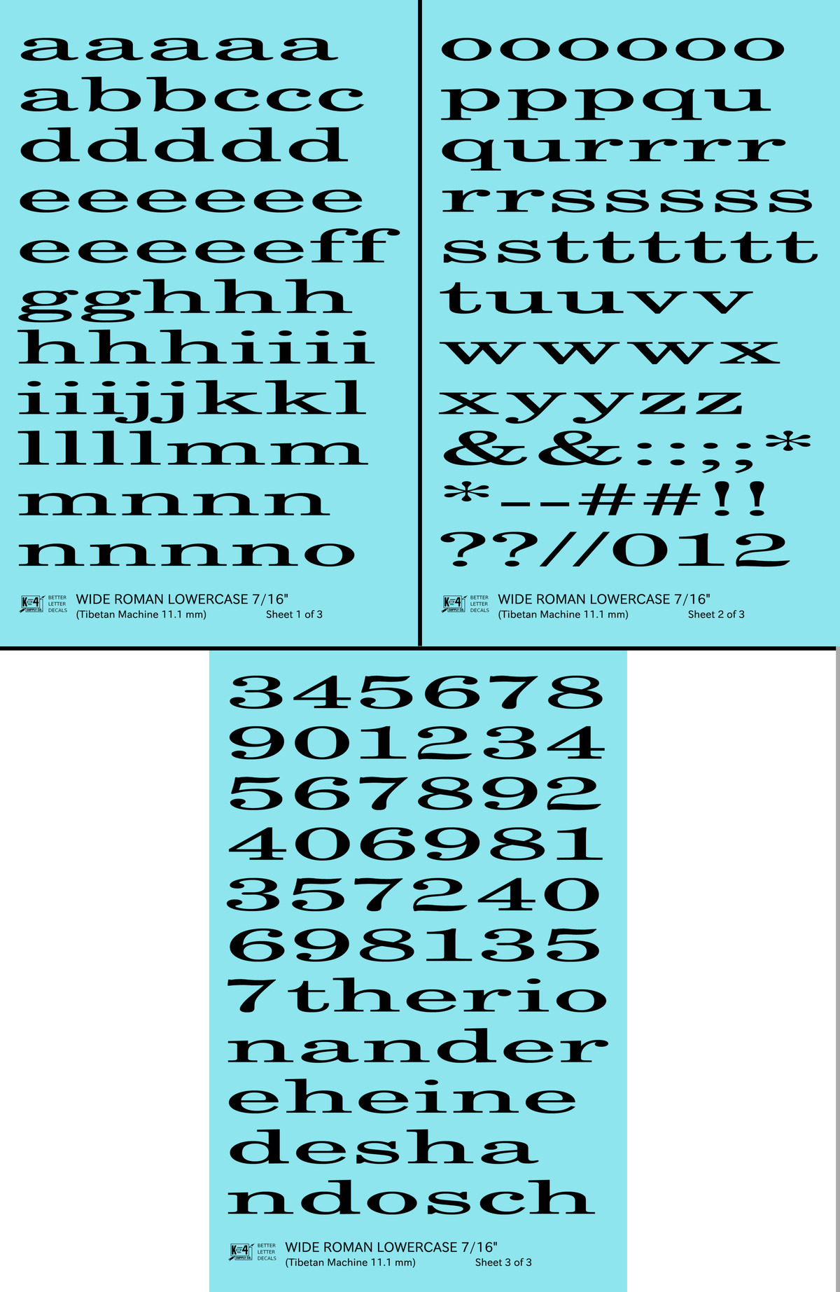 Lowercase Wide Roman Letter Number Alphabet