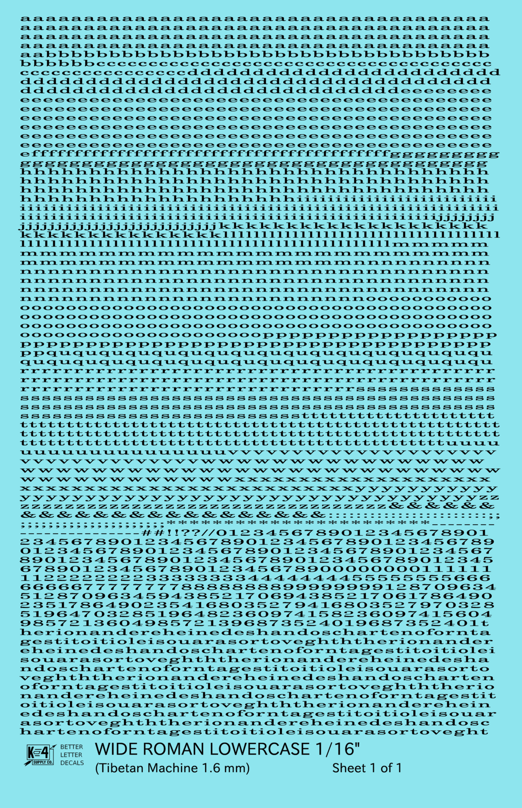 Lowercase Wide Roman Letter Number Alphabet
