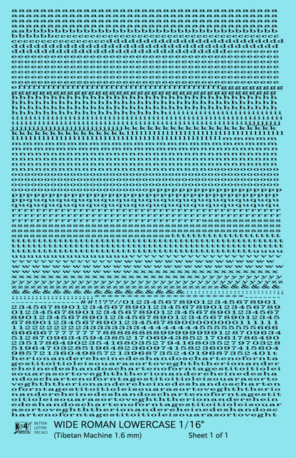 Lowercase Wide Roman Letter Number Alphabet