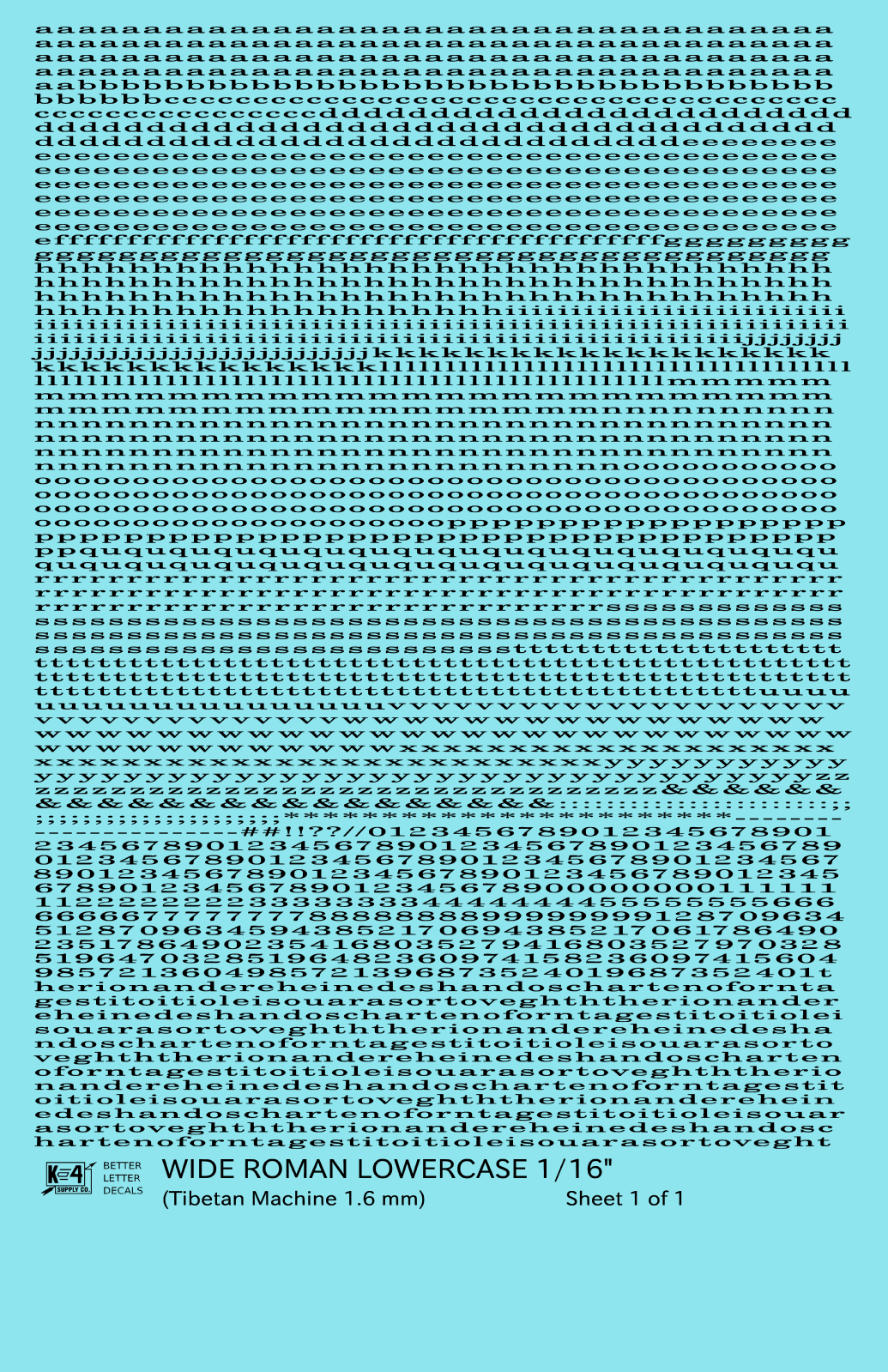 Lowercase Wide Roman Letter Number Alphabet