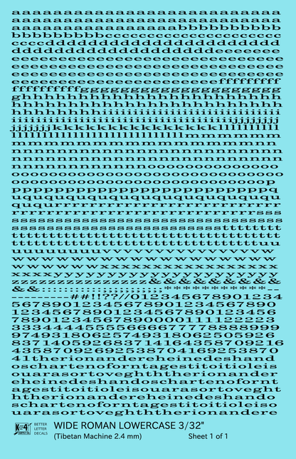 Lowercase Wide Roman Letter Number Alphabet