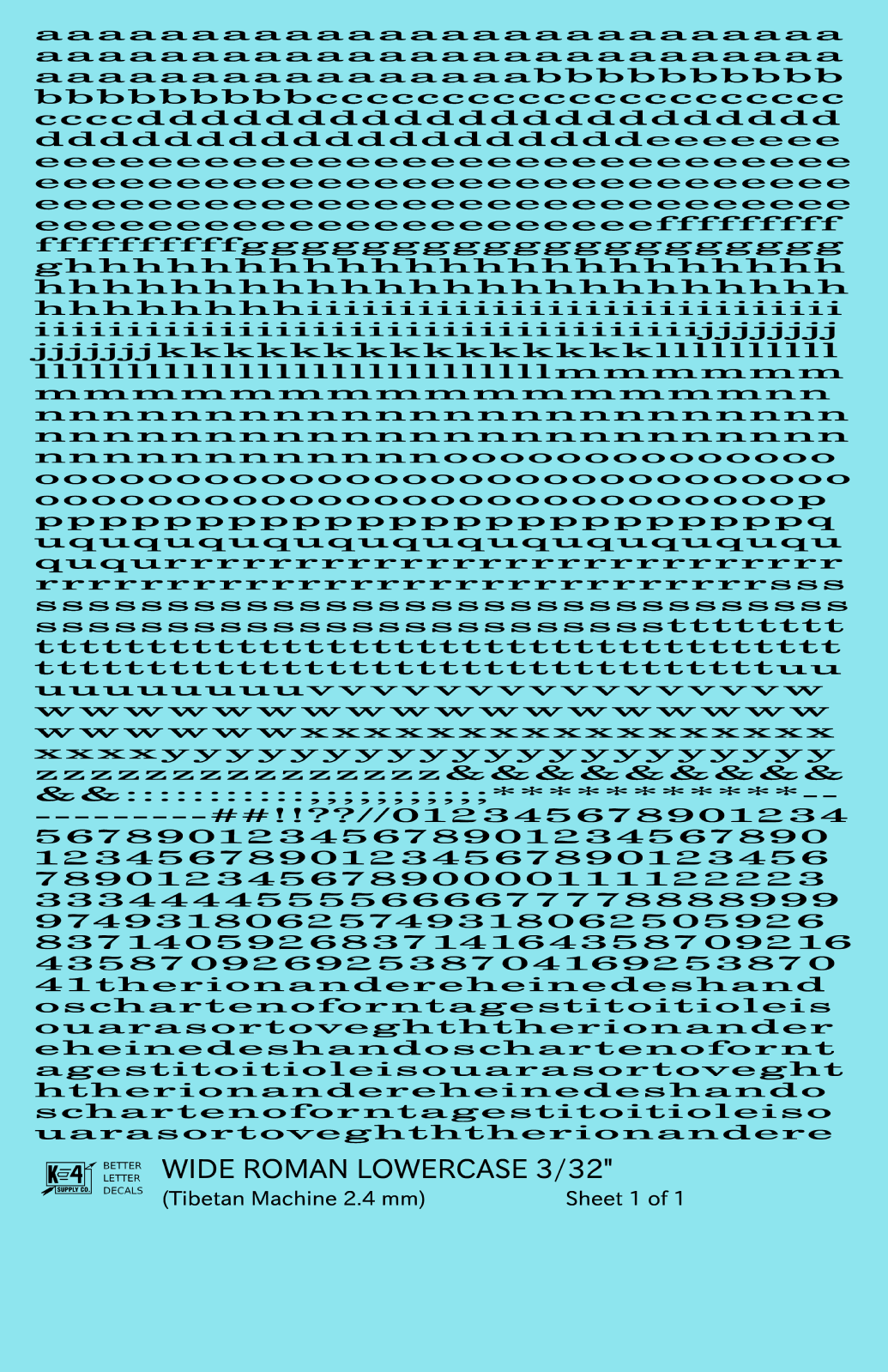 Lowercase Wide Roman Letter Number Alphabet