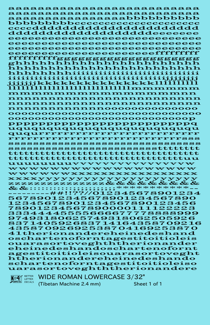 Lowercase Wide Roman Letter Number Alphabet
