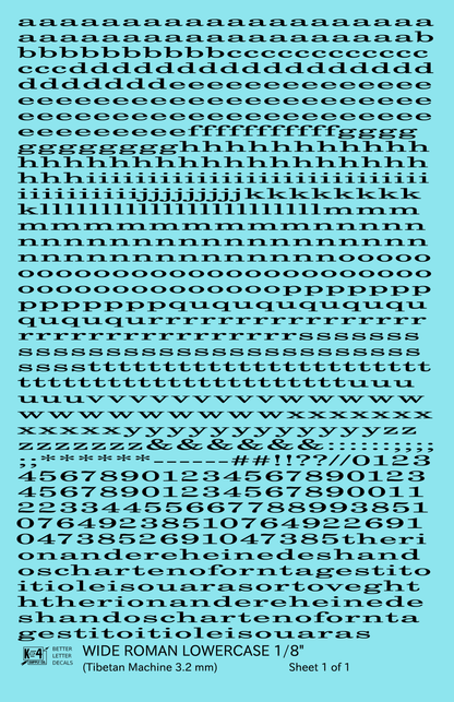 Lowercase Wide Roman Letter Number Alphabet