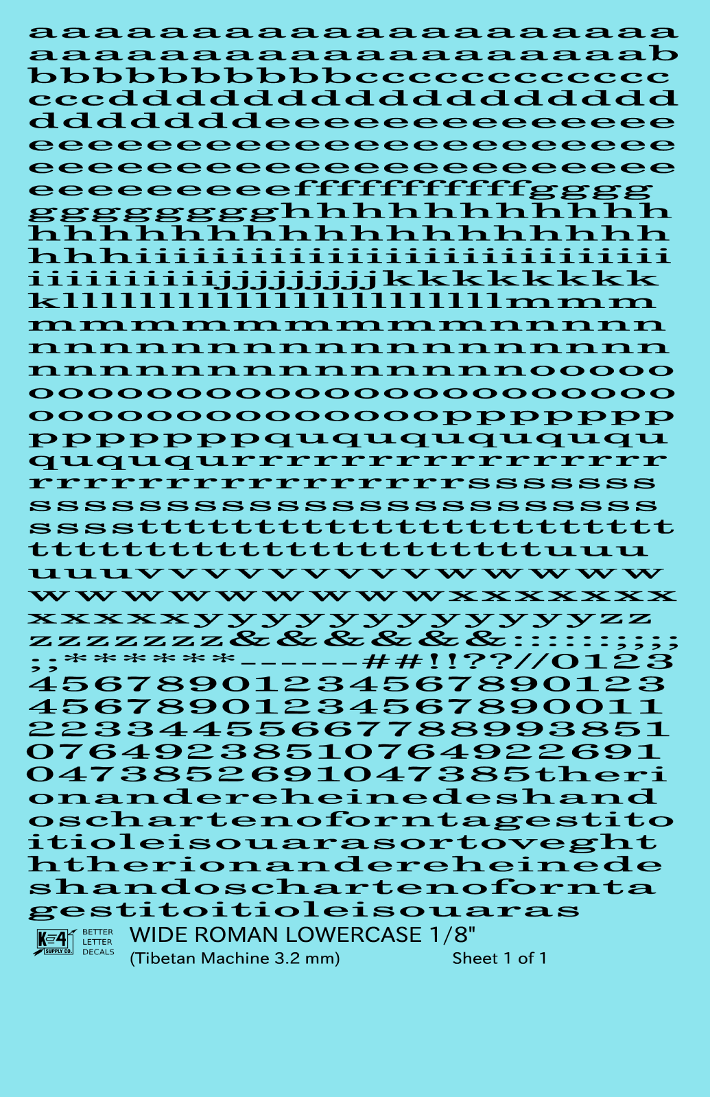 Lowercase Wide Roman Letter Number Alphabet