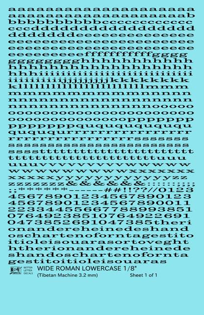 Lowercase Wide Roman Letter Number Alphabet