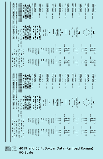 40 To 50 Ft Boxcar Roman Font Dimensional Data Set
