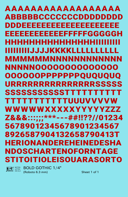 Bold Gothic Letter Number Alphabet