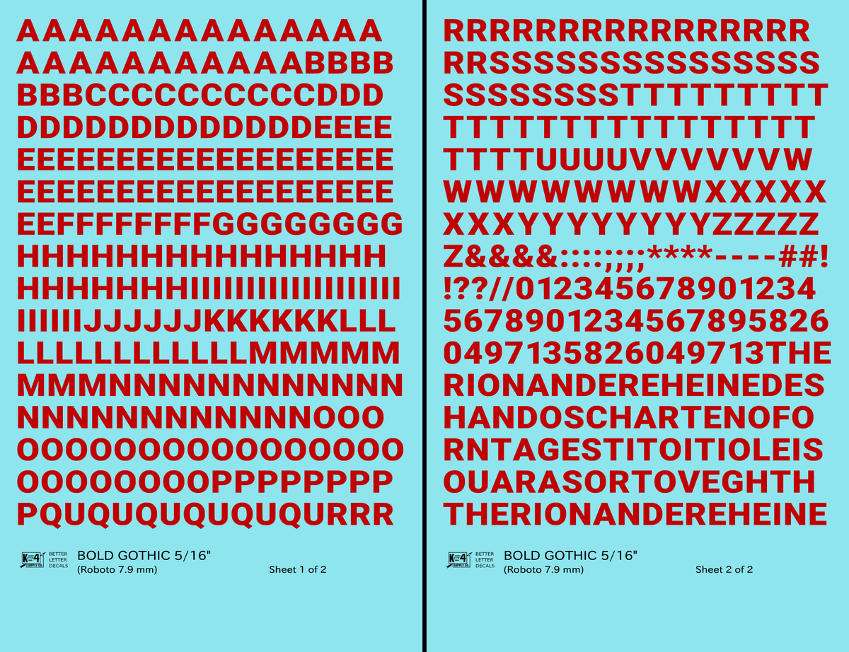 Bold Gothic Letter Number Alphabet