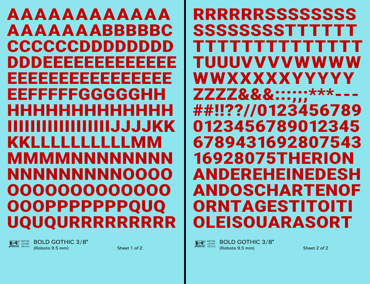 Bold Gothic Letter Number Alphabet