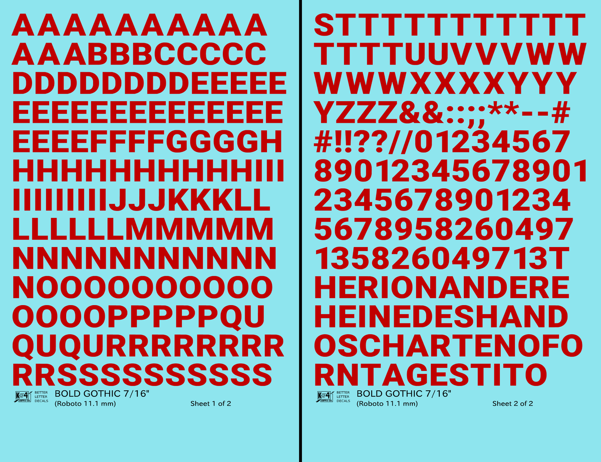 Bold Gothic Letter Number Alphabet
