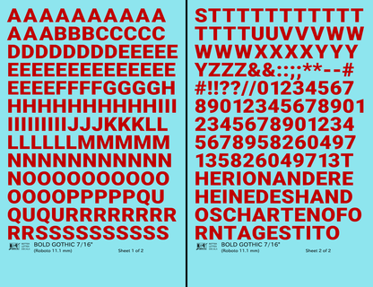Bold Gothic Letter Number Alphabet