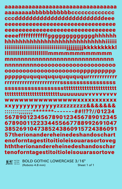 Lowercase Bold Gothic Letter Number Alphabet