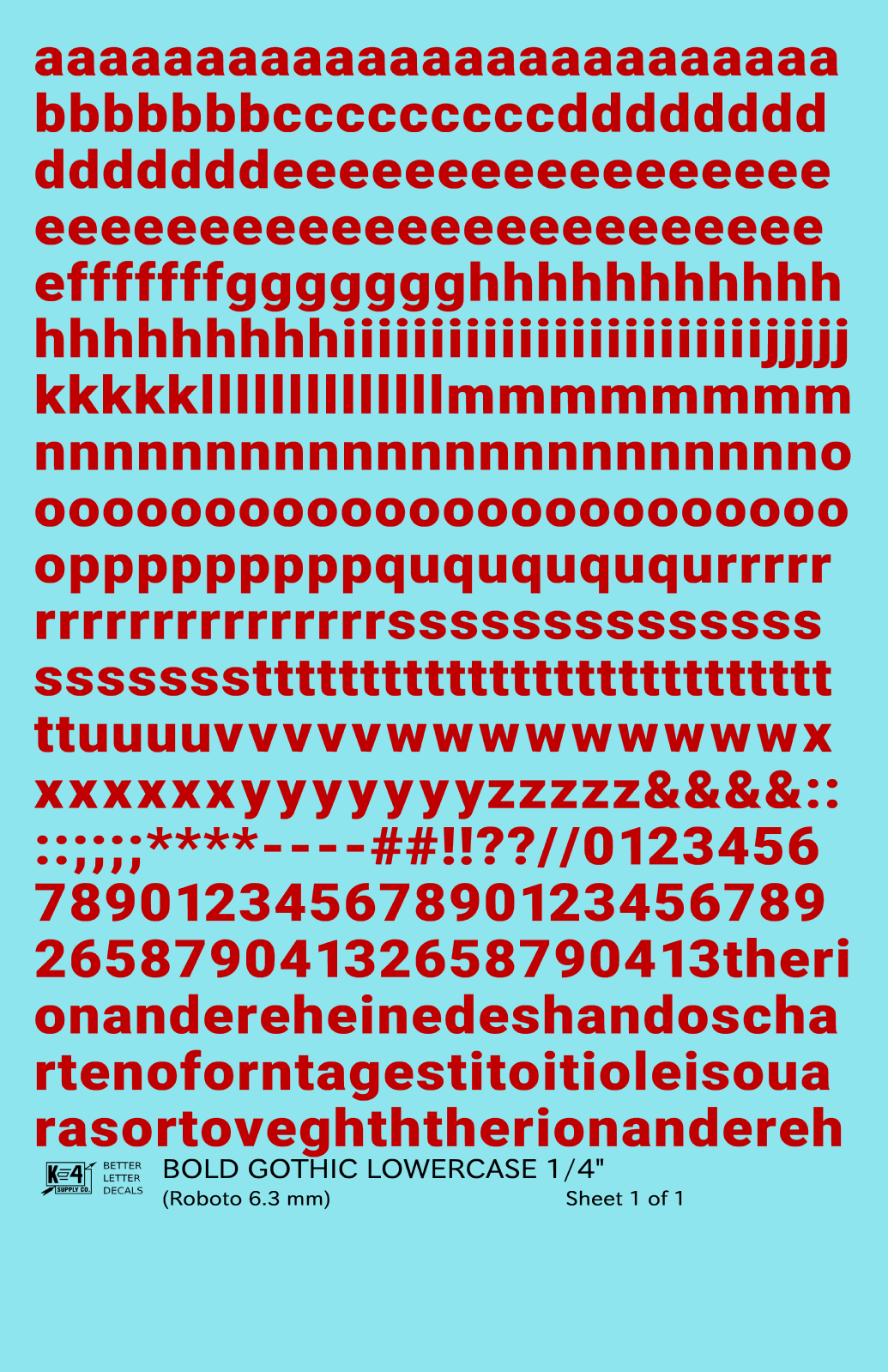 Lowercase Bold Gothic Letter Number Alphabet