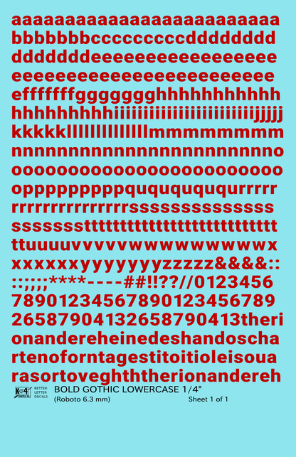 Lowercase Bold Gothic Letter Number Alphabet
