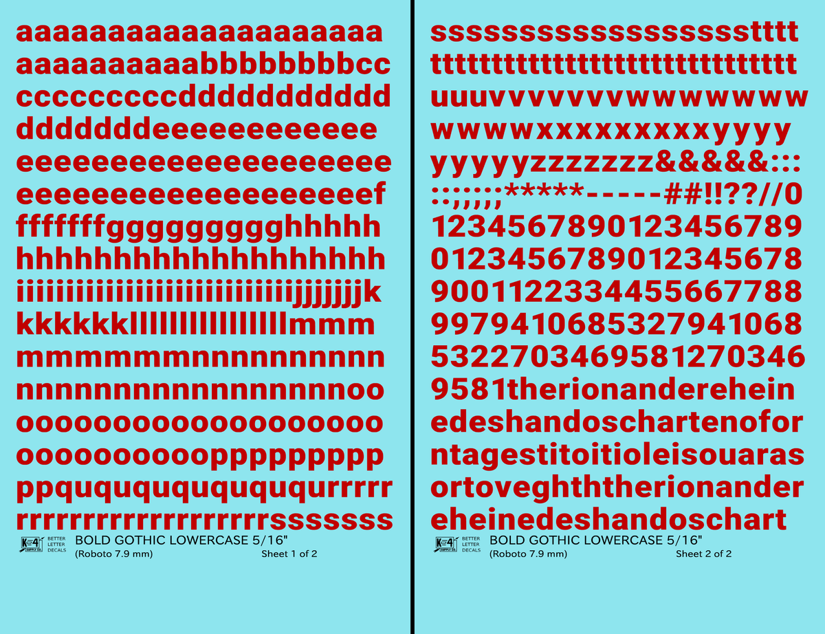 Lowercase Bold Gothic Letter Number Alphabet