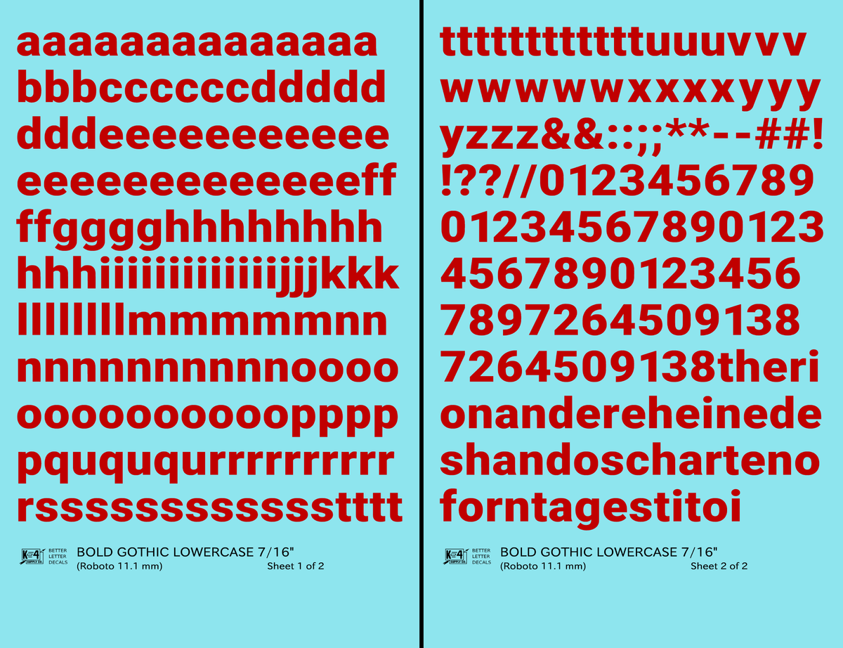 Lowercase Bold Gothic Letter Number Alphabet