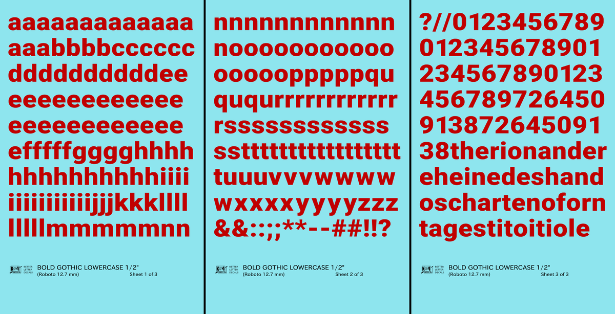 Lowercase Bold Gothic Letter Number Alphabet