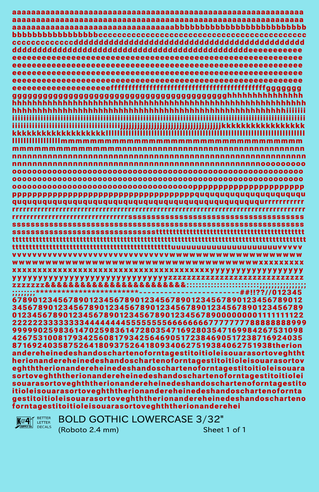 Lowercase Bold Gothic Letter Number Alphabet