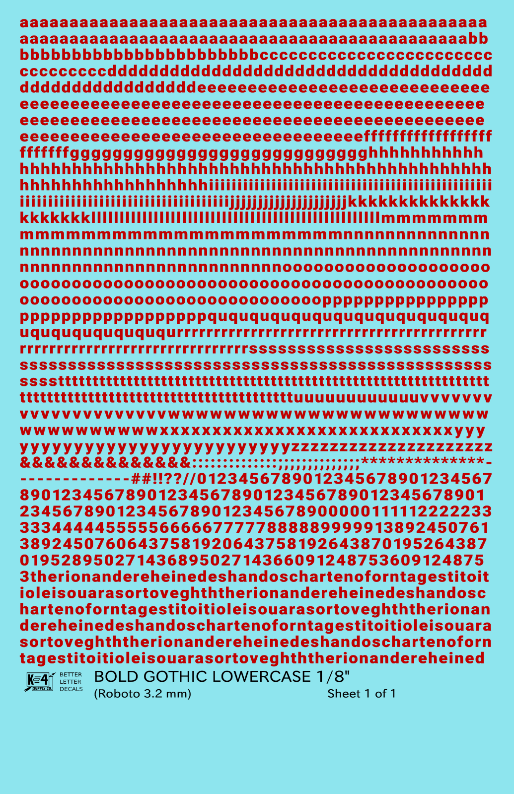 Lowercase Bold Gothic Letter Number Alphabet