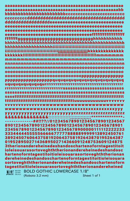 Lowercase Bold Gothic Letter Number Alphabet