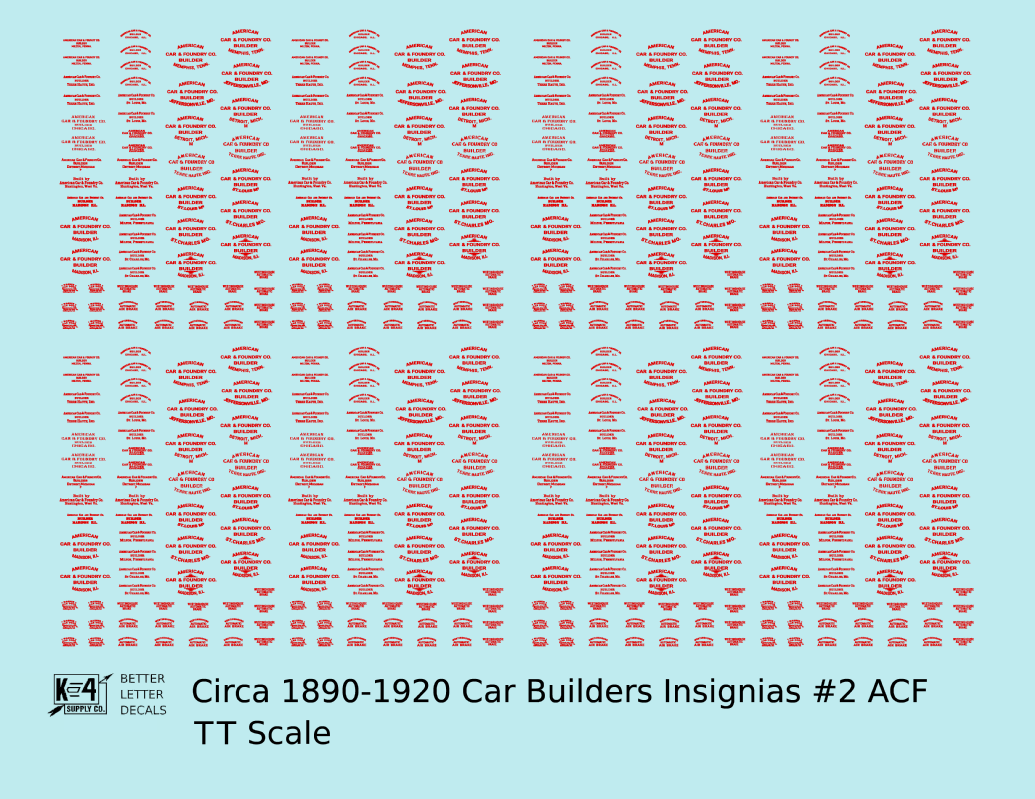 1900 Era ACF Car Builder Insignias